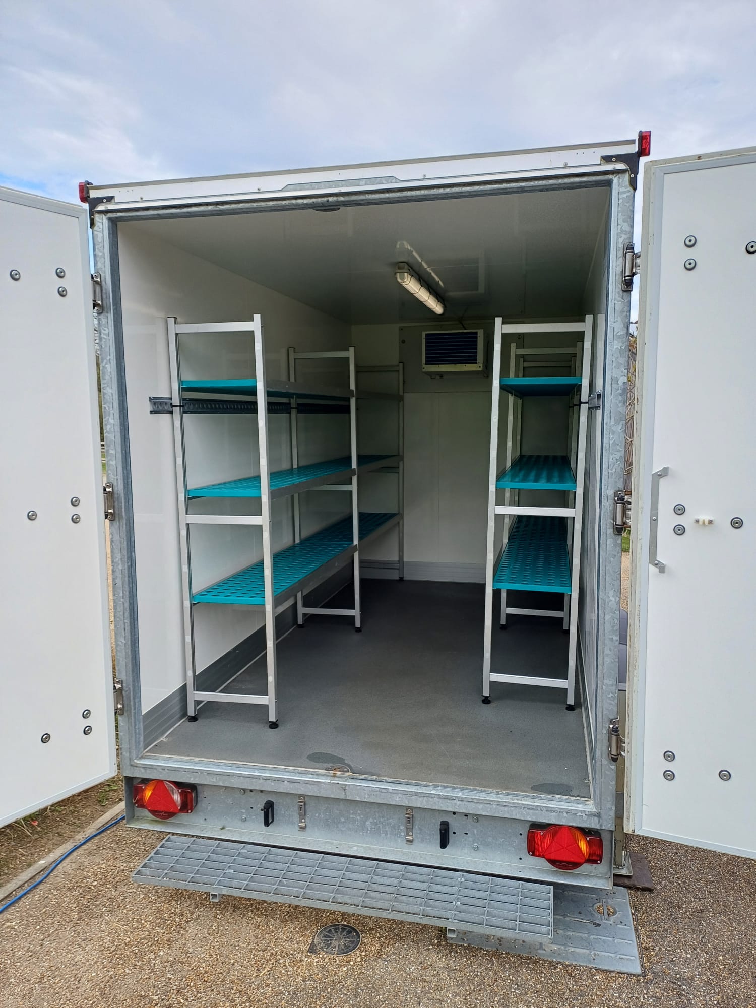 Inside view of portable refrigeration hire trailor or Portable Freezer Hire unit